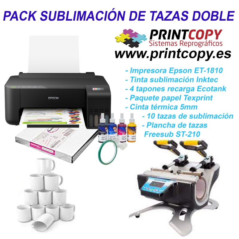Pack de impresora  sublimación y plancha de tazas doble