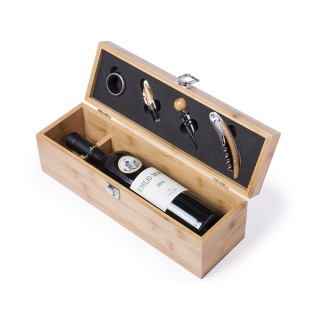 Caja para botella de vino con accesorios